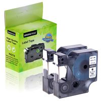 Greencycle 2 PK Black on White Label Tape Compatible for DYMO D1 45013 S0720530 12mm or 1/2 Inch Lable Maker