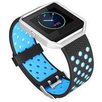 iHillon Compatible with Fitbit Blaze Band with Silver Frame, 1-Pack Soft Two-Toned Breathable Bands Compatible with Fitbit Blaze with Metal Buckle Sport Wristbands, Women Men