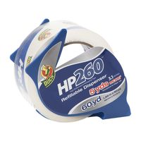 Duck HP260 Packing Tape with Dispenser, 1.88 Inch x 60 Yard, Clear, 1 Roll (393186)