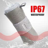 Portable Bluetooth Speaker, Biking Speakers IP67 Waterproof Wireless,12W Deep Bass Stereo Sound, Built-in Mic, Hands-Free with Sturdy Hook for Climbing, Biking, Beach, Hiking, Camping- Gray