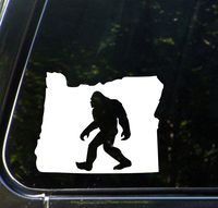 Oregon - Bigfoot Sasquatch - Vinyl 5" wide (color: WHITE) decal laptop tablet skateboard car windows sticke