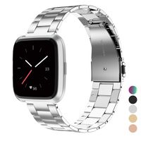 Wearlizer Stainless Steel Band Compatible for Fitbit Versa/Fitbit Versa Lite Bands Women Men,Ultra-Thin Lightweight Replacement Band Strap Bracelet Compatible for Versa Accessories Silver