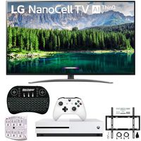 LG 75SM8670PUA 75" 4K HDR Smart LED IPS TV w/AI ThinQ 2019 Model with Xbox One S 1TB, Wireless Backlit Keyboard, Flat Wall Mount Kit & SurgePro 6-Outlet Surge Adapter