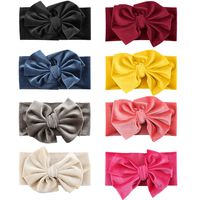 Makone Velvet Headband for Baby Girls 5 inch Big Hair Bow Headband for Infant Baby Girls-8pcs Big Velvet Bows