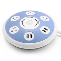 BESTTEN 1800J Surge Protector, 4 Outlet Power Strip with 4 USB Charging Ports (4.2A Totally) and 6-Foot Heavy Duty Extension Cord, UFO Round Design, Ideal for Home and Office, ETL Certified, Blue