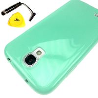for Samsung Galaxy S IV S4 Wydan Mint Green TPU Gummy Flexible Soft Gel Skin Cover w/Prying Tool and Stylus Pen (Mint Green)