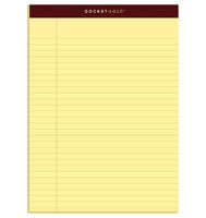 TOPS Docket Gold Writing Pads, 8-1/2" x 11-3/4", Legal Rule, Canary Paper, 50 Sheets, 6 Pack (99707)