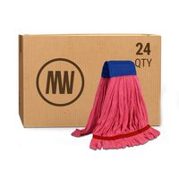 Bulk Large Microfiber Tube Mop Head (18 oz.) | Wholesale Commercial Industrial Wet Mops | Machine Washable | Red | Case Quantity (24 Count)