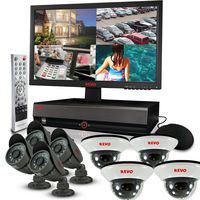 REVO America R164D4FB4FM18-2T Surveillance System with 16 Channel 2TB DVR, 18.5-Inch LED Monitor and 600TVL Quick Connect Cameras (Black)