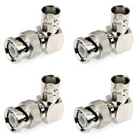 CESS BNC Male Right Angle to Female BNC Cable Adapter Connector (LW) (4 Pack)