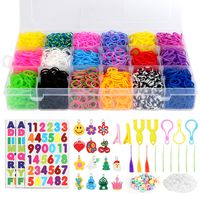 Rainbow Rubber Bands Kit for Bracelets, Loom Rubber Bands Refill Set, Includes 6500 Loom Bands + 6 Crochet Hooks + 600 Clips +3 Backpack Hook + 50 Beads + 14 Charms + 2 Hair Clips + 3 Tassels, Total 7100+