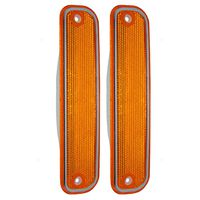 Aftermarket Replacement Driver and Passenger Set Front Signal Side Marker Lights with Chrome Trim Compatible with 1973-1980 C/K Pickup Truck Suburban Blazer Jimmy 6270434