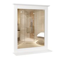 Homfa Bathroom Wall Mirror Vanity Mirror Makeup Mirror Framed Mirror with Shelf for Home Multipurpose White