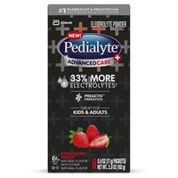 Pedialyte AdvancedCare Plus Electrolyte Powder, with 33% More Electrolytes and PreActiv Prebiotics, Strawberry Freeze, Electrolyte Drink Powder Packets, 0.6 Oz, Pack of 6