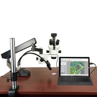 OMAX 2.1X-180X 18MP USB3 Digital Trinocular Stereo Microscope on Articulating Arm with 6W LED Light