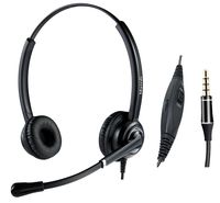 Cell Phone Headset with Nosie Cancelling Mic 3.5mm Jack for Apple iPhone Samsung BlackBerry Androids with Mic Mute Volume Control for Smart Phone Light Weight and Adjustable Headband