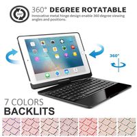iPad Pro 9.7 Case and Cover,Businda Backlit Wireless Bluetooth Keyboard with 360° Rotatable 7 Color Backlit Keyboard Auto Wake/Sleep for iPad Pro 9.7