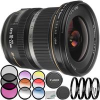 Canon EF-S 10-22mm f/3.5-4.5 USM Lens - International Version (No Warranty) 7PC Accessory Bundle. Includes 3PC Filter Kit (UV-CPL-FLD) + 4PC Macro Filter Set (+1,+2,+4,+10) + More
