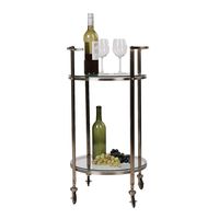 Mind Reader 2TCARB-CLR 2 Tier, Metal, Portable Bar, Mobile Pushing Cart, Glass Top Gold Finish, Clear, One Size