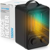 Mini Space Heater & Air Circulator 2 In 1 - Portable Electric Fan & Heater Combo -Vintage Carry Handle -Small Personal Home Floor Office Space Cooler & Ceramic Heater W/Tip Over & Overheat Protection...