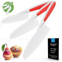 Zulay Kids Knife Set for Cooking and Cutting Fruits, Veggies, Sandwiches & Cake - Perfect Starter Knife Set for Little Hands in the Kitchen - 3-Piece Nylon Knife for Kids - Fun & Safe Lettuce Knife