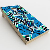 Skin Decal Vinyl Wrap for Cornhole Game Board Bag Toss (2xpcs.) Skins Stickers Cover / Blue 80's Pop Art Stars