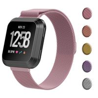 Metal Replacement Bands Compatible for Fitbit Versa/Versa Lite Edition/Versa 2,Adjustable Wrist Accessories Sport Wristbands for Women&Men (Small, Pink)