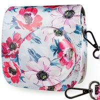 WOLVEN Pattern Protective Case Bag Purse Compatible The Fugifilm Mini 9, Mini 8, Mini 8+ Camera (Blue Pink Flower)