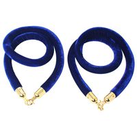 NovelBee 2 Pack of 5 Feet Velvet Rope with Gold Plated Hooks,Crowd Control Stanchion Post Queue Line Barrier (Blue)