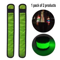 2-Pack LED Slap Bracelets Light Up Armbands Glow in The Dark Wristbands for Men Women Kids, Night Safety Lights Reflective Gear for Running Jogging Cycling Hiking Camping Outdoor Sports (Green)