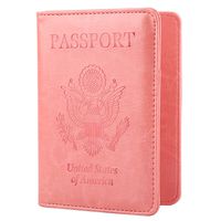 GDTK Leather Passport Holder Cover Case RFID Blocking Travel Wallet (Pink)