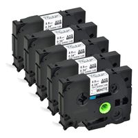 GREENCYCLE 5 Pack Heat-Shrink Tube Label Tape Compatible for Brother HSe-221 HSe221 HS221 HS-221 HS HSe 221 Black on White 0.34 inches(8.8mm) for Label Maker PT-E300 PT-E500 PT-E550W PT-P750WVP