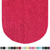 Gorilla Grip Original Luxury Chenille Oval Bath Rug Mat, 42x24, Extra Soft and Absorbent Large Shaggy Bathroom Rugs, Machine Wash Dry, Plush Carpet Mats for Tub, Shower, and Bath Room, Hot Pink