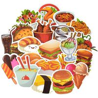 QTL Kawaii Waterproof Food Vinyl Stickers Bomb Water Bottle Lunch Box Fridge (50Pcs/Pack)