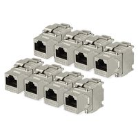 uxcell 8 Pack, 180 Degree Cat 6A RJ45 Ethernet Cable Keystone Jacks Metal Shielded in Silver