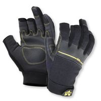Valeo Industrial V235 Work Pro Open Finger Synthetic Leather Work Gloves for General Purpose, Framing, Electrical Work, Construction, Handyman, and DIY VI4848, Pair, Black, XL
