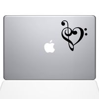 The Decal Guru 1947-MAC-13P-BLA Music Heart Decal Vinyl Sticker, 13" MacBook Pro (2015 & Older), Black