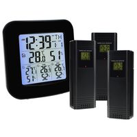 TEKCOPLUS Wireless Weather Station Thermometer with 3 Indoor Outdoor Sensor Wireless Clock Alarm Temperature Humidity Monitor Easy to Read Display with LED Back Lights