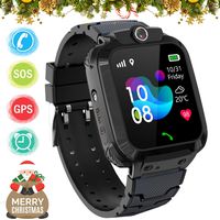 Kids GPS Smart Watch Phone for Boys Girls - Waterproof GPS Locator Smartwatch Phone with 2 Ways Call Camera Voice Chat SOS Alarm Clock Game Pedometer Wristband Gift for Student Birthday, Black