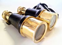 Brass Leather Binoculars 6" - Antique Style Binoculars - Nautical Decor Home Decoration - Executive Promotional Gift