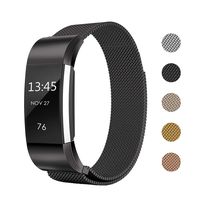 Keasy Replacement Bands Compatible with Fitbit Charge 2, Stainless Steel Metal Lock Replacement Wristband for Women Men (Large (6.1-9 Inch), Black)
