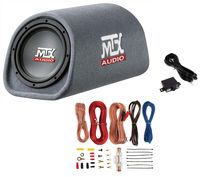 MTX RT8PT 8" 240W Car Loaded Subwoofer Enclosure Amplified Tube+ 8 Ga Amp Kit