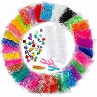 YIQIHAI 15140 Rainbow Rubber Bands Refill Kit for Bracelet Weaving DIY Craft Gift Set Include 14500 Loom Bands in 32 Colors with 600 Clips 6 Hooks 30 Charms 3 Y Loom