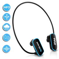Waterproof MP3 Player Swim Headphone - Submersible IPX8 Flexible Wrap-Around Style Headphones Built-in Rechargeable Battery USB Connection w/ 4GB Flash Memory & Replacement Earbuds - Pyle PSWP6BK
