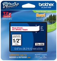 2 Pack Brother P-touch 1/2"  Standard Laminated Tape, Red on White, 26.2-Feet (Red on White)