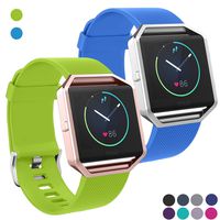 SKYLET Compatible with Fitbit Blaze Bands, 2 Pack Soft Replacement Sport Wristband with Stainless Steel Frame Compatible with Fitbit Blaze Bracelet (No Tracker)