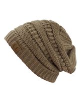 C.C Trendy Warm Chunky Soft Stretch Cable Knit Beanie Skully, Taupe