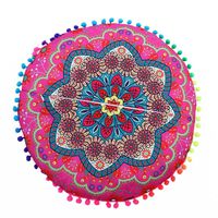 Bokeley Indian Mandala Floor Pillows Round Bohemian Cushion Pillows Cover Case Cushions (B)