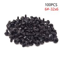 HONBAY 100PCS 6#-32x6 Hex Phillips Head Replacement PC Computer Case Mounting Screws Fastener for Building Repairing and Maintaining Computer Systems (Black Zinc)