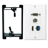 HDMI USB VGA 3.5mm Audio Wall Plate with Single Gang Low Voltage Mounting Bracket,Yomyrayhu,Works for Home Theater,HDTV and More